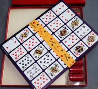 Vintage Po - Ke - No Pokeno Game Poker Keno 12 Board Game Boards Chips 3