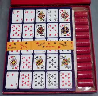 Vintage Po - Ke - No Pokeno Game Poker Keno 12 Board Game Boards Chips 5