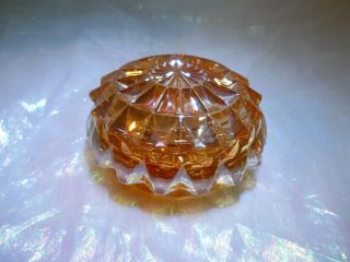 Vintage Retro Mid Century Jeanette Glass (?) Marigold Carnival Glass Powder Box
