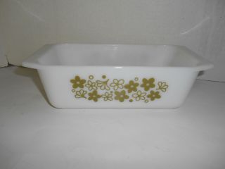 Vintage Pyrex Loaf Pan 913 Crazy Daisy Spring Blossom Green/white