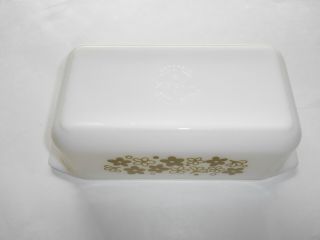 VINTAGE PYREX LOAF PAN 913 CRAZY DAISY SPRING BLOSSOM GREEN/WHITE 3