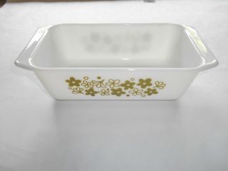 VINTAGE PYREX LOAF PAN 913 CRAZY DAISY SPRING BLOSSOM GREEN/WHITE 4