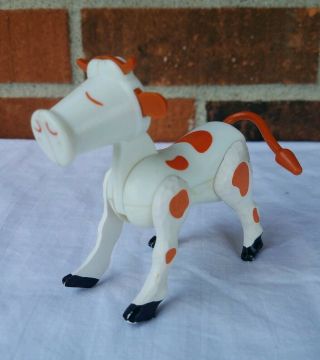 Vintage Fisher Price Little People Farm Animal White Cow With Brown Spots