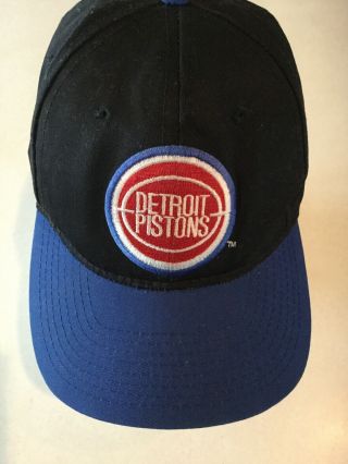 Vintage Detroit Pistons Nba Snapback Hat 80s 90s Ajd Signature Black Blue