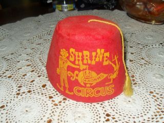 Vintage Masons Shriners Aaonms Circus Burgundy Fez Hat W/ Tassel