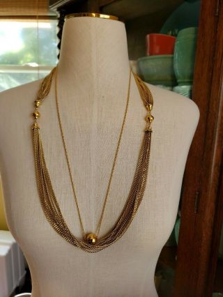 2 Mid Century Vintage Trafari Gold Plated Modernist Necklace