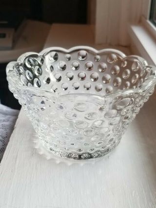 Vintage Clear Glass Hobnail Small Dish Bowl Thick Glass 2 1/2 " X 4 1/4 "