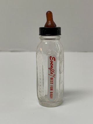 Vintage Evenflo Glass Baby Doll Bottle With Nipple