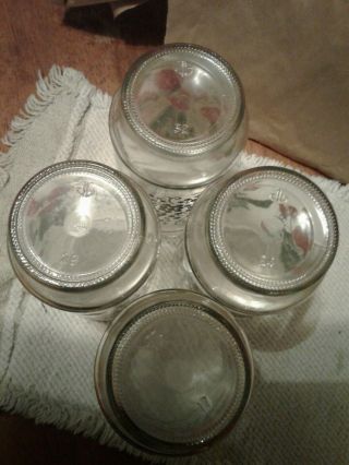 Vintage Anchor Hocking Jelly Jar Glasses SET of 4 Fruit and FLOWER pattern 4
