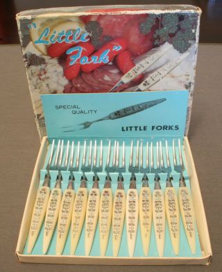 Vintage " Little Fork " 12 Stainless Steel Cocktail " Hors D 
