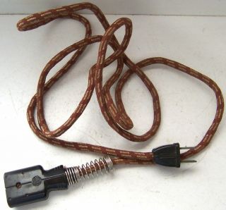 Vintage General Electric Appliance Cloth Ac Cord Bakelite Plug 3/4 " Pin Center