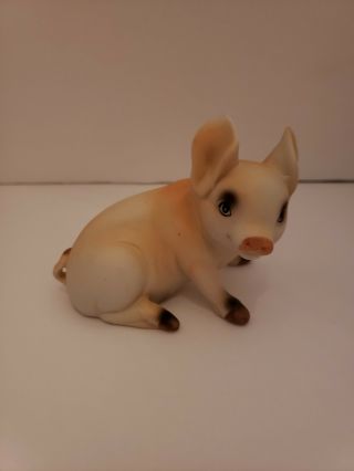 Vintage Artmark Porcelain Sitting Pig Figurine Hand Painted 3 1/2 " T 4 1/4 " L