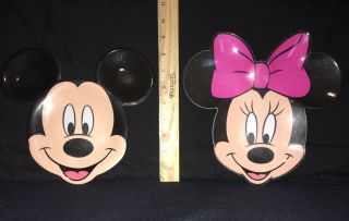 2 Vintage Disney Store Mickey & Minnie Mouse Plates