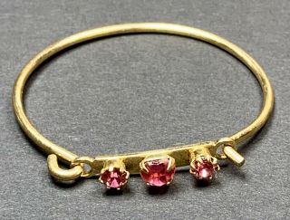 Signed Avon Vintage Children’s Bracelet Gold Tone Pink Faceted Rhinestones