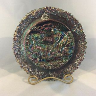 Vintage Fenton Carnival Glass Collector Plate Early American Series No 12,  1981