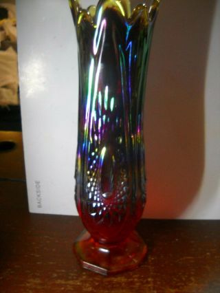 Vintage 10.  75 " Fluted Carnival Glass Vase
