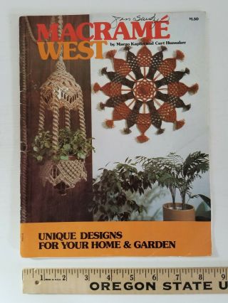 Vtg Illustrated Macrame West Pattern Booklet American Indian Owl & Plant Hangers