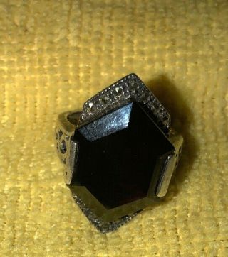 Vintage Silver 925 Garnet & Marcastic Ring Size 8 1/2