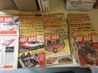 34 Vintage 1953 - 1959 Hot Rod Magazines Edsel Ford Chevy Thunderbird Dart El Cam.