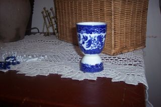 1 Vintage Allerton Blue Willow Double Egg Cup England Porcelain