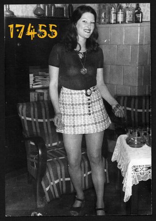 Vintage Photograph,  Sexy Girl Smiling In Transparent Clothes,  Mini Skirt 1970’s