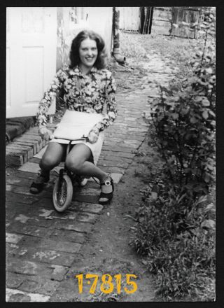 Sexy Girl On Tricycle,  Funny,  Mini Skirt,  Legs,  Vintage Photograph,  1970’s Hunga
