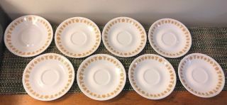 Vintage Corelle Gold Butterfly Saucer Plates Set Of 8