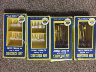 Vintage Ho Scale Train Ahm Accessories Street Signs & Telephone Poles 4 Boxes