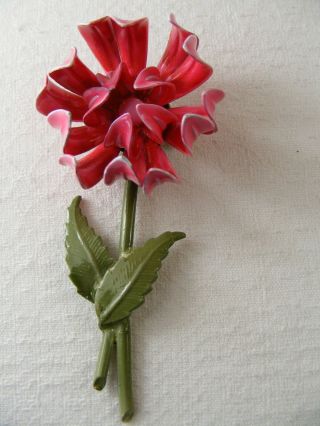 Vintage Retro Pink Enamel Flower Brooch/pin