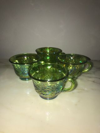 Vintage Indiana Green Carnival Glass Cups