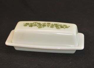 Vintage Pyrex Butter Dish Spring Blossom Crazy Daisy White Green Flowers