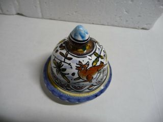Vintage Ceramic Jar Hand Painted Ceramica Alcobaca Portugal Deer Birds EUC 3