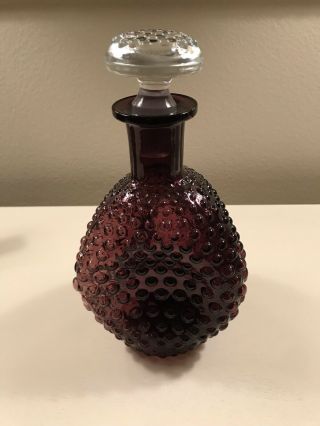 Amethyst Purple Hobnail Wine Decanter With Stopper Vintage Imperial Glassware