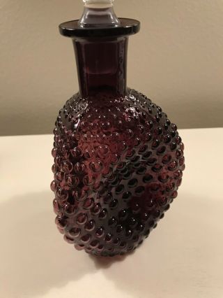 Amethyst Purple Hobnail Wine Decanter With Stopper Vintage Imperial Glassware 2