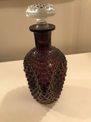 Amethyst Purple Hobnail Wine Decanter With Stopper Vintage Imperial Glassware 3