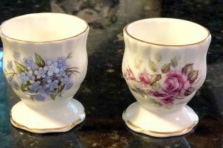 2 Vintage Egg Cups Bone China Hand Painted England