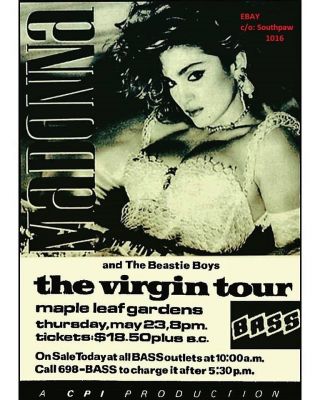 1985 Madonna " The Virgin Tour " In Toronto Maple Leaf Gardens Vintage Print Ad