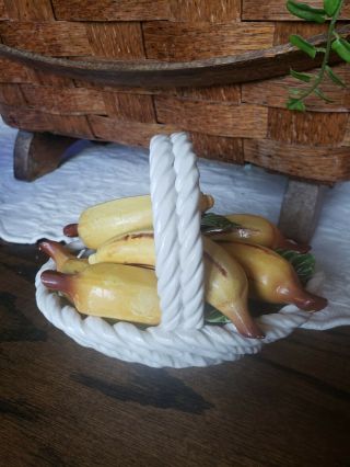 Small Vintage Ceramic Capodimonte Banana Basket Made In Italy 1950s