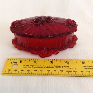 Small Single Vintage Royal Ruby Red Glass Container With Lid