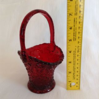 Small Single Vintage Royal Ruby Red Glass Basket