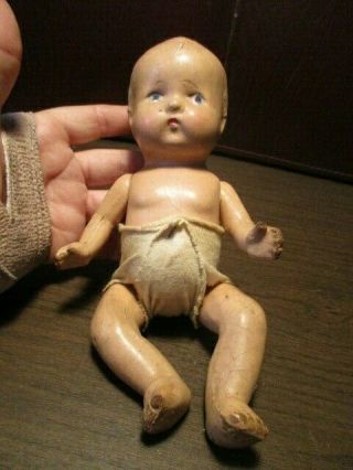 Vintage Composition Baby Doll - 8 " Tall - Wearing Diaper