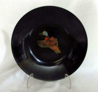 Vintage Mid - Century Couroc Of Monterey Round Dish Bowl 7.  75 " Flying Duck Inlay