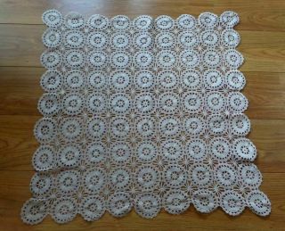 Vintage Linen Crochet Lace Tablecloth C1920 
