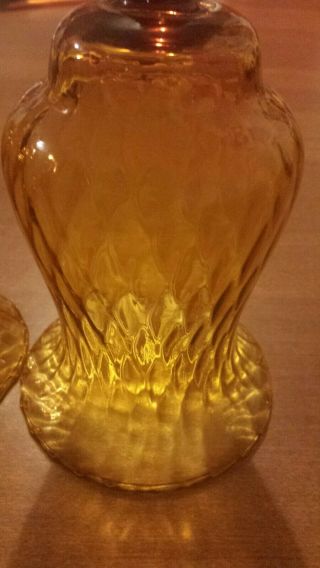 Set of 2 Vintage Amber Glass Peg Votive Candle Holders Honeycomb Pattern/fluted 2
