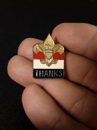 Bsa Thanks Lapel Pin - Old Vintage - Boy Scouts Of America Enameled