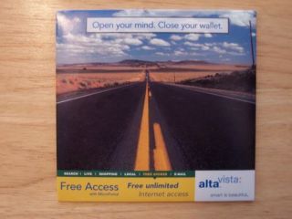 Alta Vista Dial - Up Internet Access Software Windows Pc Vintage
