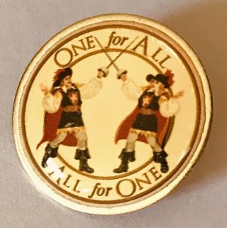 Three Musketeers One For All All For One Souvenir Pin Badge Rare Vintage (j2)