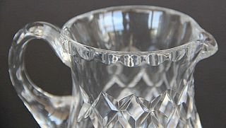 Vintage crystal milk jug 10 cm high diamond pattern 3