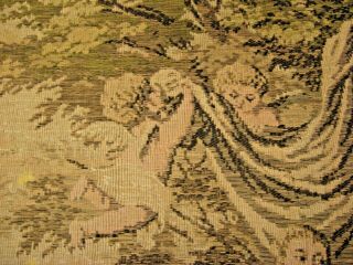 Antique Vintage Tapestry Cherub Angel Ladies in Garden Scene 35.  5 x 25.  5 in. 4