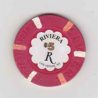 Vintage $5 Chip From The Riviera Casino (1998) Las Vegas